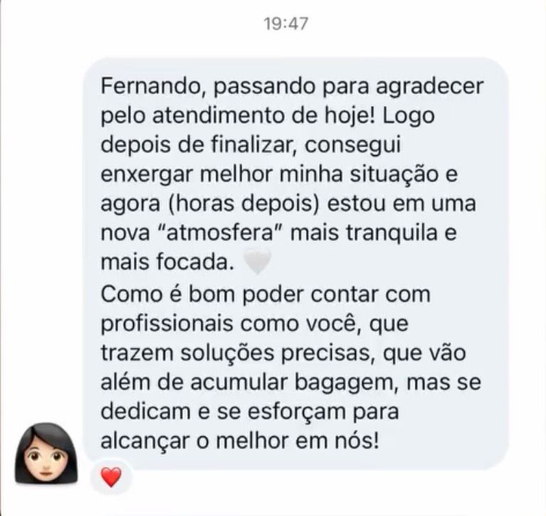 Relato de paciente enviado por mensagem