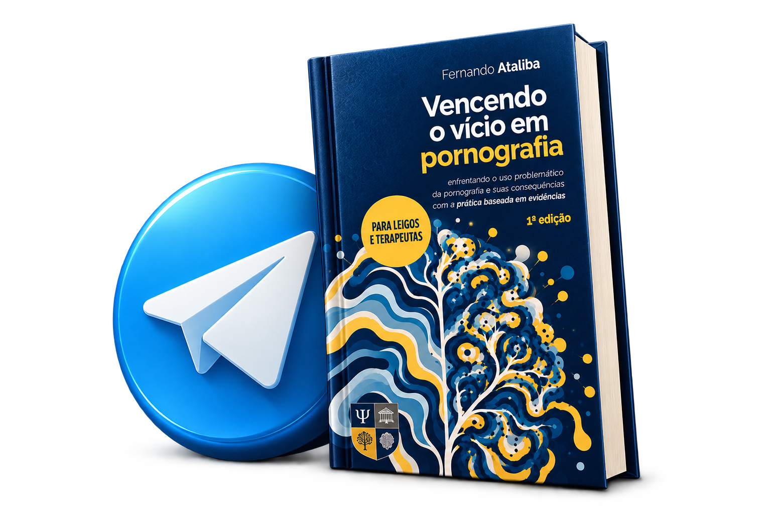 E-book Vencendo o Vício em Pornografia ao lado do símbolo do Telegram